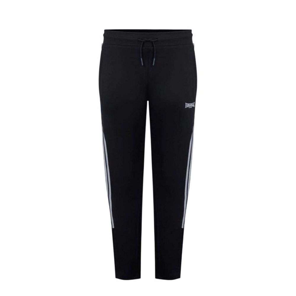 Lonsdale Mens Striped Tapered Sweatpants / Black